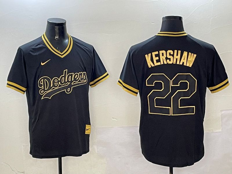 Men Los Angeles Dodgers #22 Kershaw Black Gold Game 2025 Nike MLB Jersey style 325